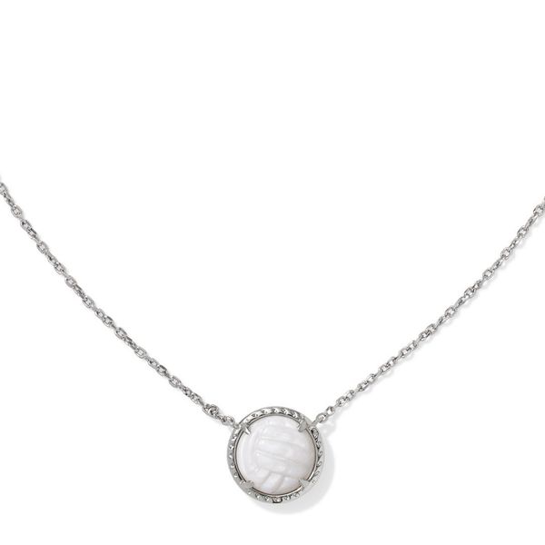 White MOP Volleyball Necklace in Rhodium Meigs Jewelry Tahlequah, OK