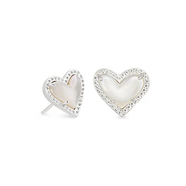 Kendra Scott Heart Ivory Mother of Pearl Stud Earrings Meigs Jewelry Tahlequah, OK