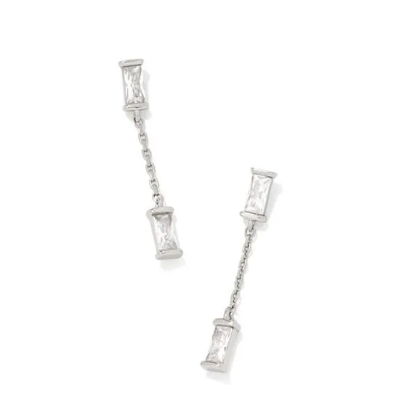 Kendra Scott Juliette Silver Drop Earrings in White Crystal Meigs Jewelry Tahlequah, OK