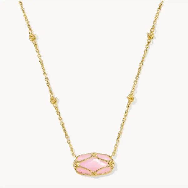 Yellow Gold Plated Blush Ivory Mother of Pearl Elisa Lattice Necklace Meigs Jewelry Tahlequah, OK