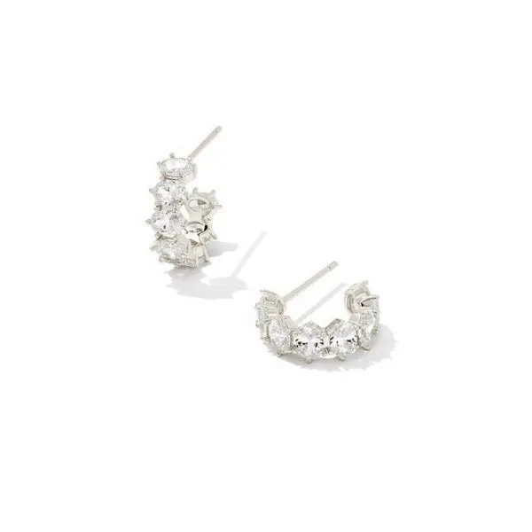Kendra Scott Cailin Gold Crystal Huggie Earrings in White Crystal Meigs Jewelry Tahlequah, OK