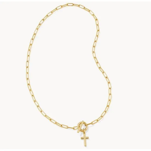 Yellow Gold Plated Cross Link & Chain Toggle Necklace Meigs Jewelry Tahlequah, OK