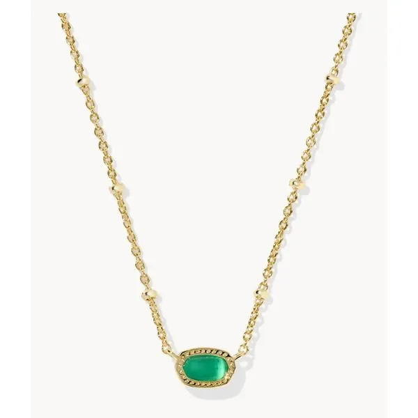 Yellow Gold Mini Elisa Emerald Pendant Necklace Meigs Jewelry Tahlequah, OK