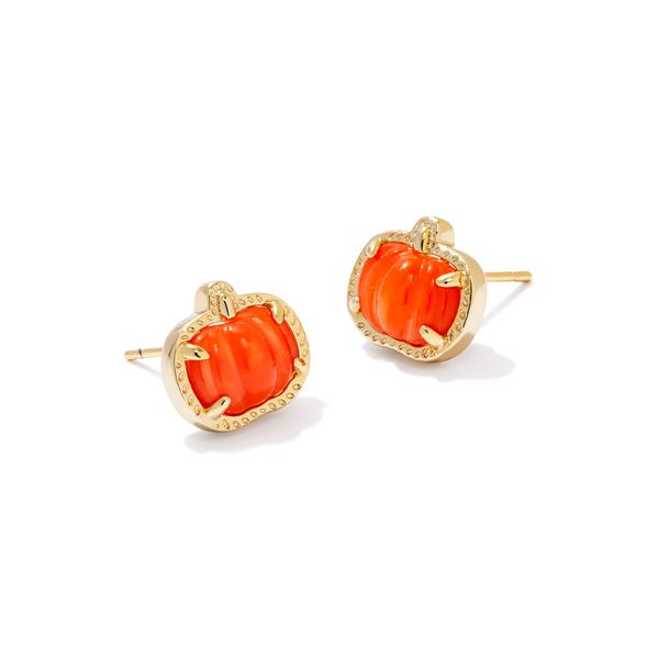 Yellow Gold Orange MOP Stud Earrings Meigs Jewelry Tahlequah, OK