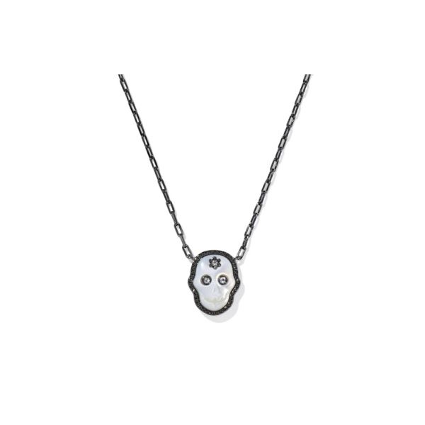Gunmetal Ivory Mother of Pearl Skeleton Necklace Meigs Jewelry Tahlequah, OK