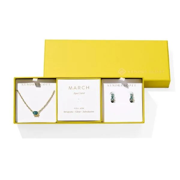 Yellow Gold Aqua Crystal Cailin Birthstone Gift Set Meigs Jewelry Tahlequah, OK