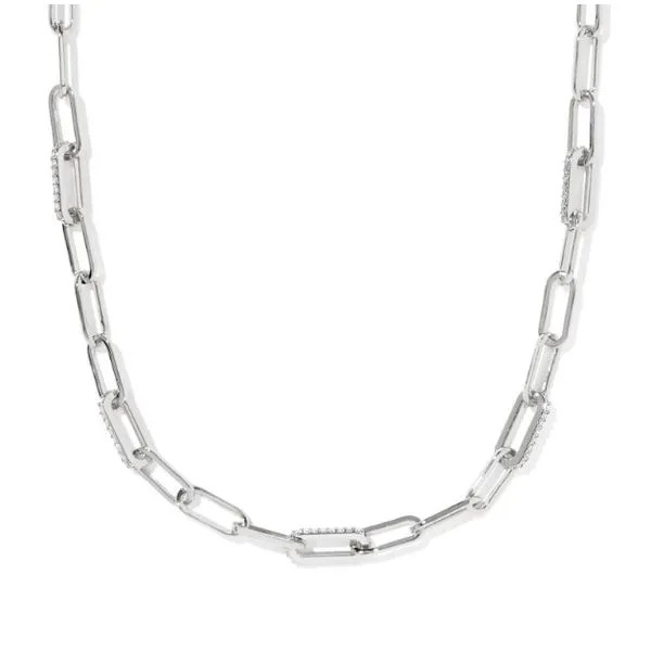 Rhodium Plated White Cubic Zirconia Bella Paperclip Necklace Meigs Jewelry Tahlequah, OK