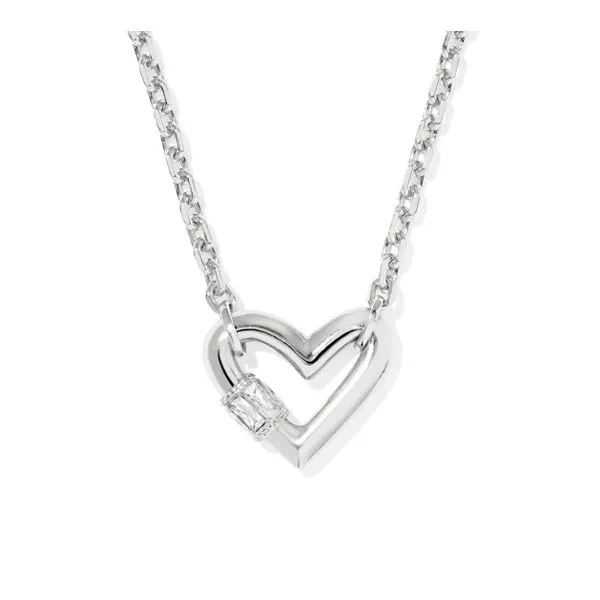 Rhodium Plated White Cubic Zirconia Emery Heart Pendant Necklace Meigs Jewelry Tahlequah, OK