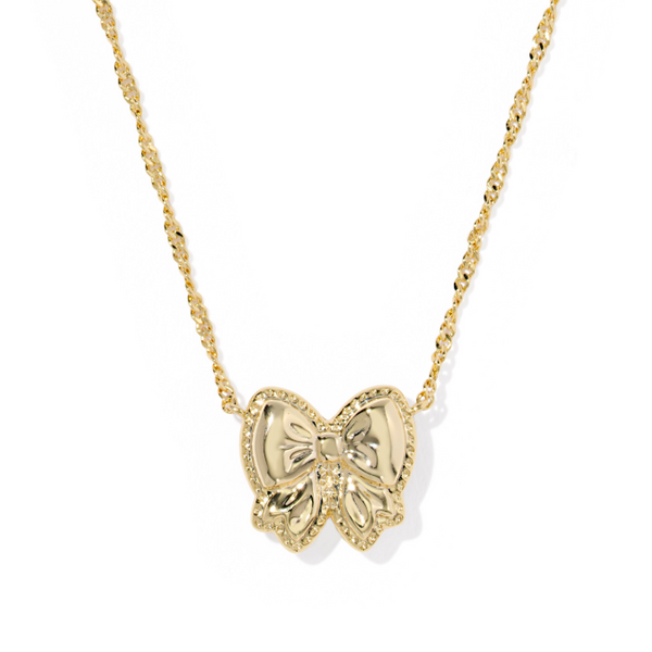 Yellow Gold Plated Ivory Mother of Pearl Haley Bow Pendant Necklace Image 2 Meigs Jewelry Tahlequah, OK