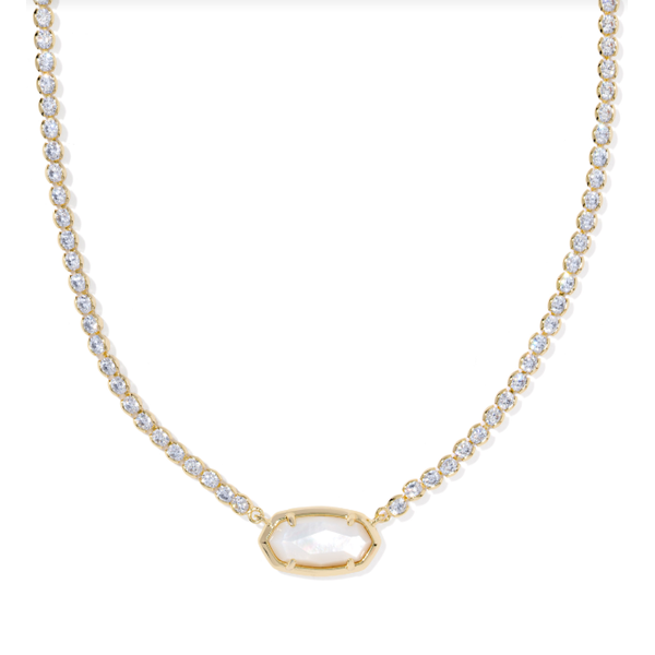 Yellow Gold Plated Ivory Mother of Pearl Elisa Tennis Necklace Meigs Jewelry Tahlequah, OK