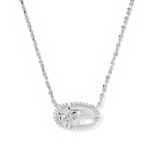 Rhodium Iridescent Crystal Elisa Bow Pendant Necklace Meigs Jewelry Tahlequah, OK