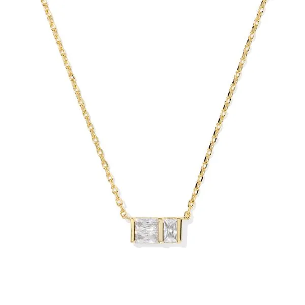 Yellow Gold Plated White Cubic Zirconia Jamie Pendant Necklace Meigs Jewelry Tahlequah, OK