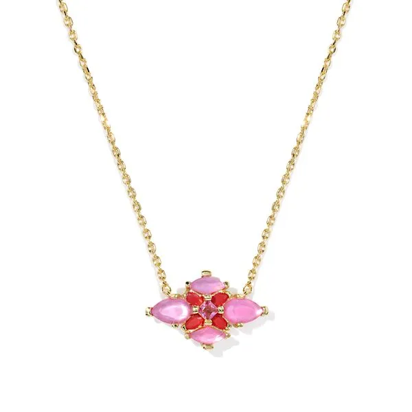 Yellow Gold Plated Pink Mix Abbie Crystal Pendant Necklace Meigs Jewelry Tahlequah, OK