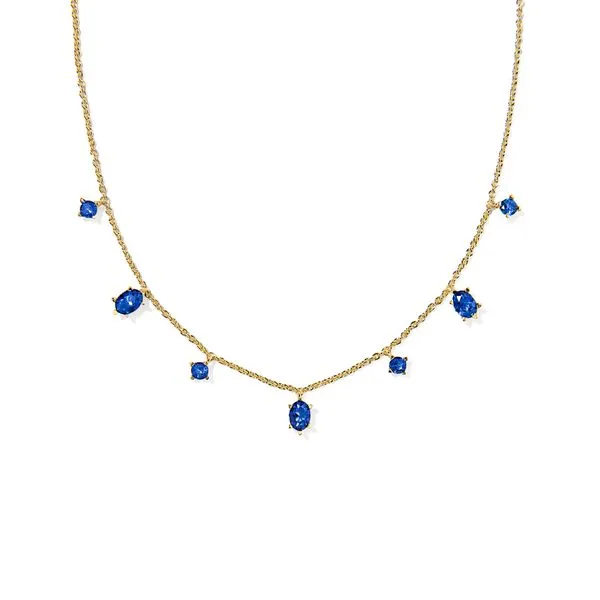 Yellow Gold Plated Blue Crystal Cailin Necklace Meigs Jewelry Tahlequah, OK
