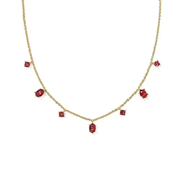 Yellow Gold Plated Burgundy Crystal Cailin Necklace Meigs Jewelry Tahlequah, OK
