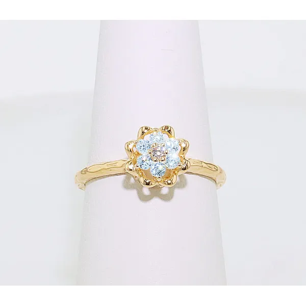 14Kt Gold Filled Synthetic Aquamarine Tulip Ring Meigs Jewelry Tahlequah, OK