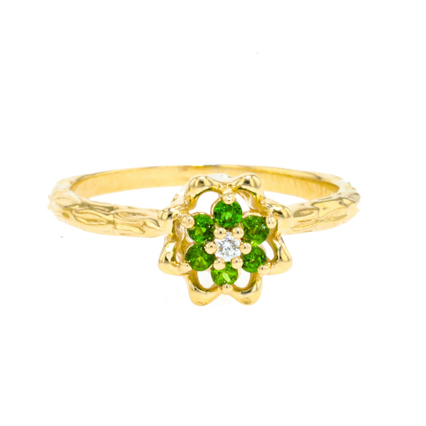 14Kt Gold Filled Synthetic Emerald May Birthstone Tulip Ring Meigs Jewelry Tahlequah, OK
