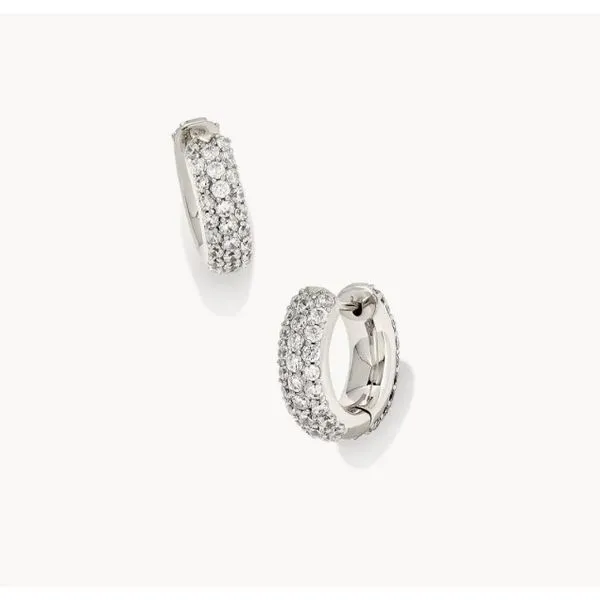 Rhodium Mikki Crystal Pave Huggie Earrings Meigs Jewelry Tahlequah, OK