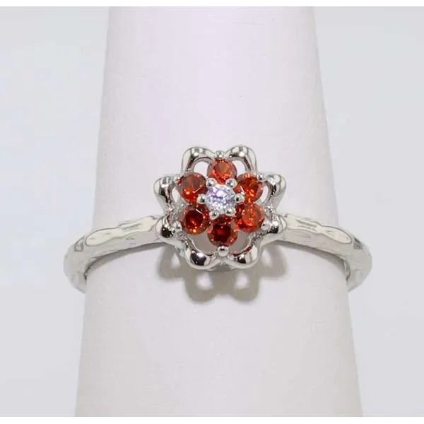 Sterling Silver Synthetic Garnet January Birthstone Tulip Ring Meigs Jewelry Tahlequah, OK