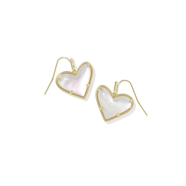 Yellow Gold Ivory Ari Heart Drop Earrings Meigs Jewelry Tahlequah, OK