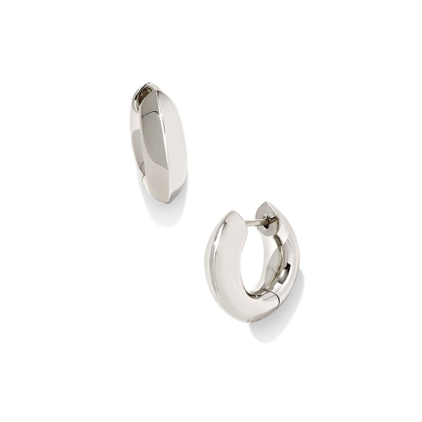 Rhodium Polished Metal Mikki Huggie Earrings Meigs Jewelry Tahlequah, OK