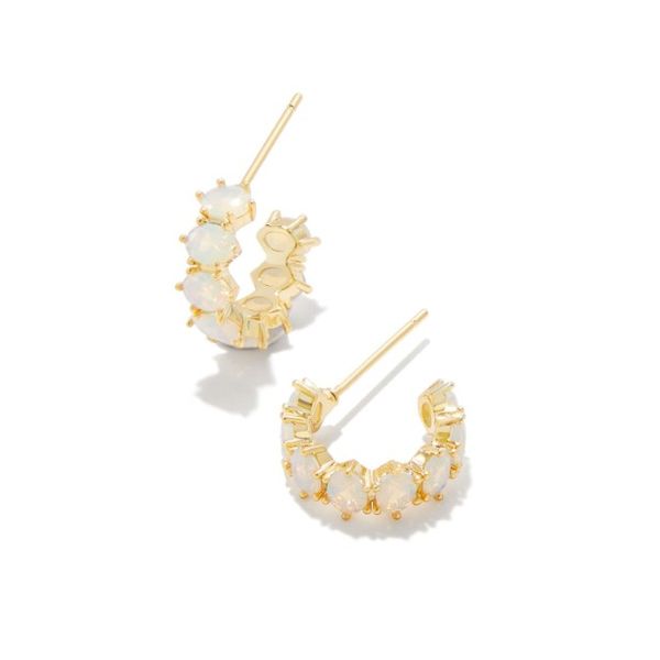 Yellow Gold Champagne Opal Crystal Cailin Huggie Earring Meigs Jewelry Tahlequah, OK