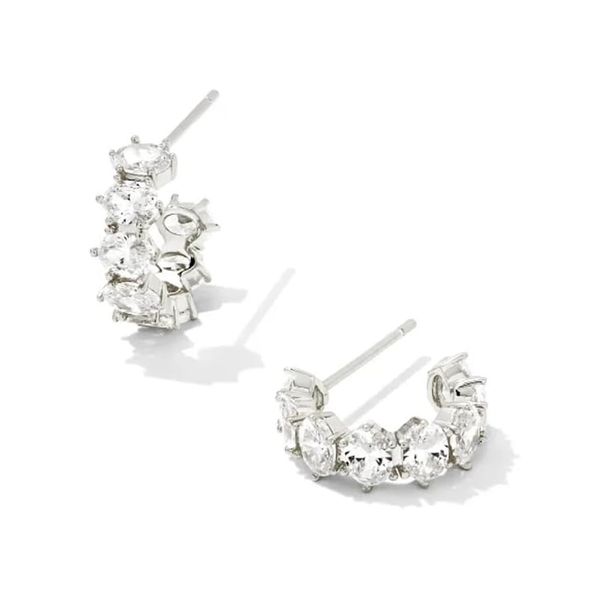 Rhodium White CZ Cailin Crystal Huggie Earrings Meigs Jewelry Tahlequah, OK