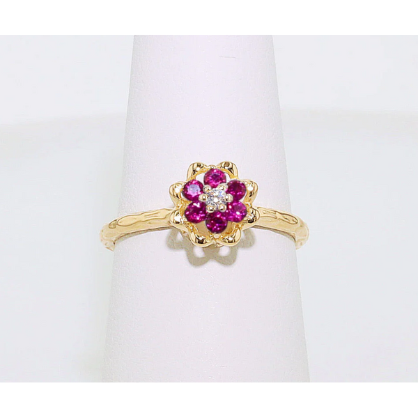 14Kt Gold Filled Synthetic Garnet January Tulip Ring Meigs Jewelry Tahlequah, OK