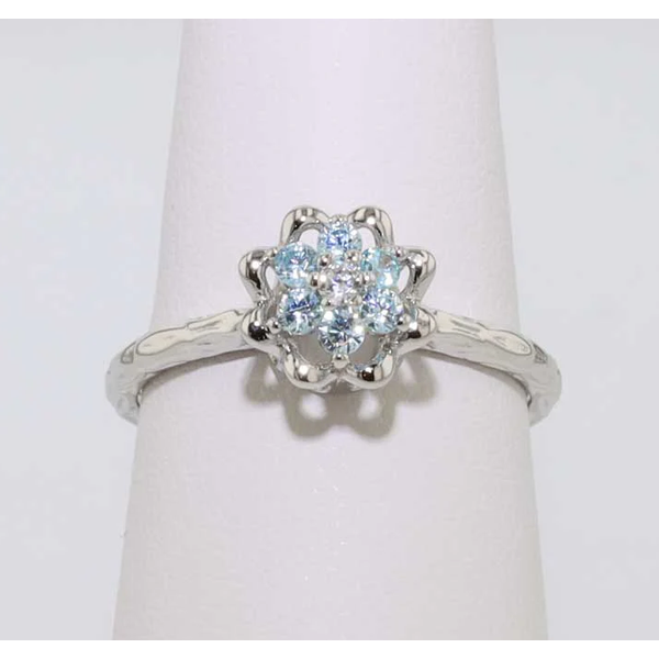 Sterling Silver Synthetic Aquamarine March Tulip Ring Meigs Jewelry Tahlequah, OK