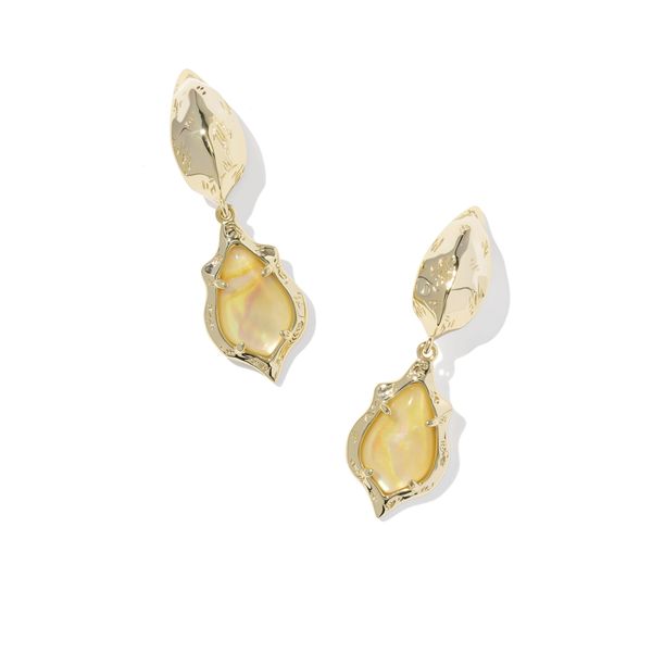 Yellow Gold Plated Yellow Iridescent Adriana Scallop Huggie Earrings Meigs Jewelry Tahlequah, OK