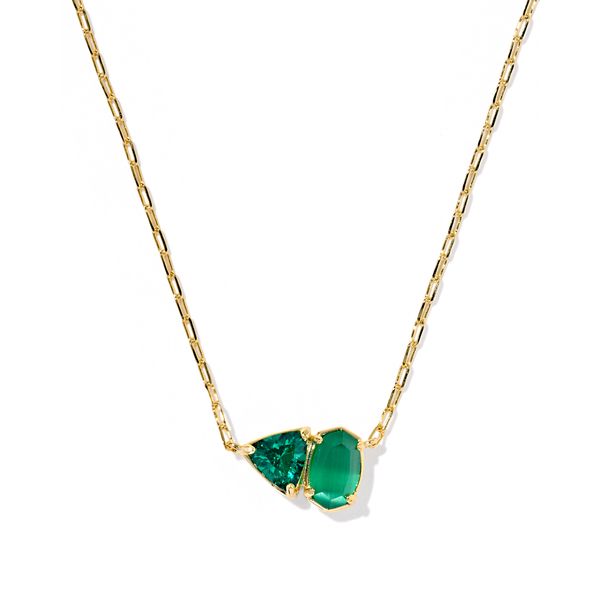 Yellow Gold Plated Dark Green Mix Tatum Pendant Necklace Meigs Jewelry Tahlequah, OK