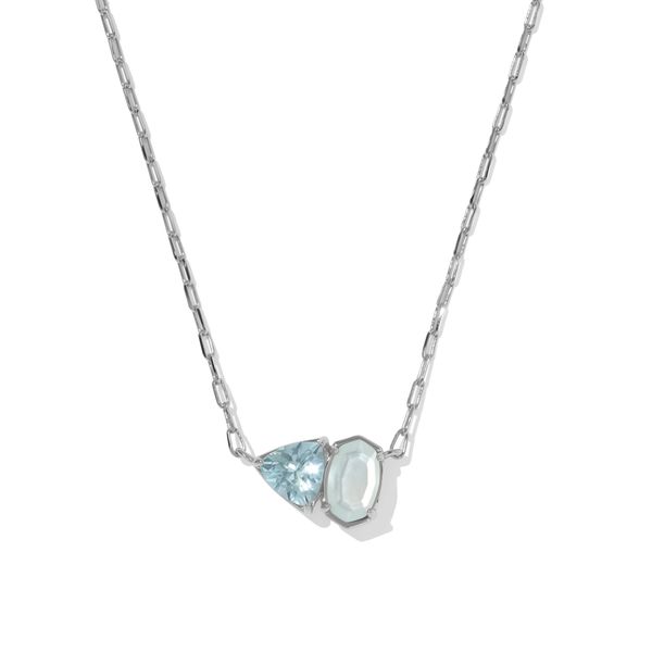 Rhodium Light Blue Mix Tatum Pendant Necklace Meigs Jewelry Tahlequah, OK