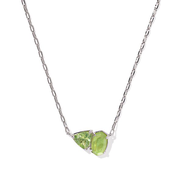 Rhodium Light Green Mix Tatum Pendant Necklace Meigs Jewelry Tahlequah, OK