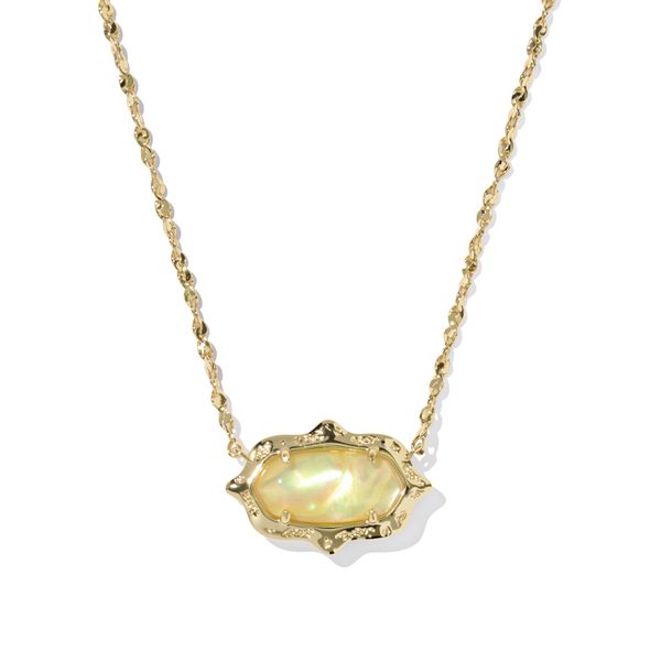 Yellow Gold Plated Yellow Iridescent Elisa Scallop Frame Necklace Meigs Jewelry Tahlequah, OK