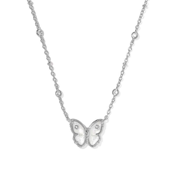 Rhodium Ivory Mother of Pearl Cailey Butterfly Necklace Meigs Jewelry Tahlequah, OK