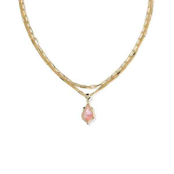 Yellow Gold Pink Iridescent Adriana Scallop Multi Strand Necklace Meigs Jewelry Tahlequah, OK