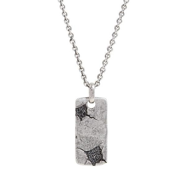 Mens Silver Black Diamond ID Necklace Meigs Jewelry Tahlequah, OK