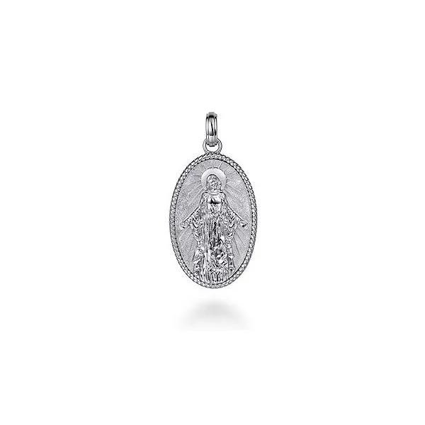 Gabriel & Co. Sterling Silver Virgin Mary Pendant with Twisted Rope Frame Meigs Jewelry Tahlequah, OK