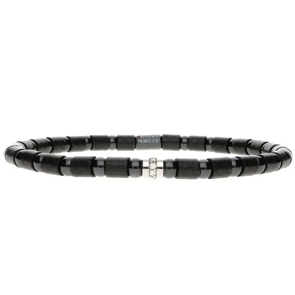 Roberto Demeglio Mens Black Diamond Carbon Fiber Stretch Bracelet Meigs Jewelry Tahlequah, OK
