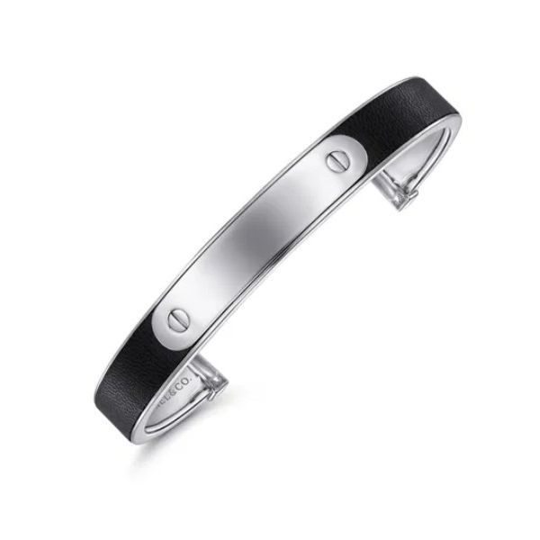 Sterling Silver Leather ID Cuff Bracelet Meigs Jewelry Tahlequah, OK