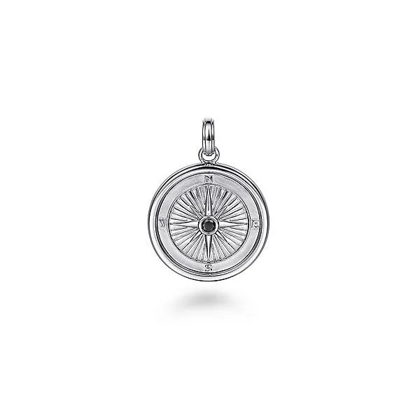 Gabriel & Co.Sterling Silver Compass Pendant with Black Spinel Stone Meigs Jewelry Tahlequah, OK