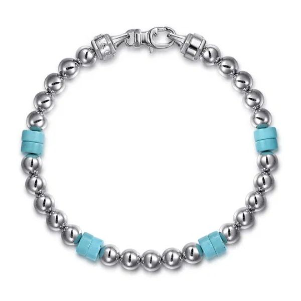 Sterling Silver Bead & Turquoise Bracelet Meigs Jewelry Tahlequah, OK