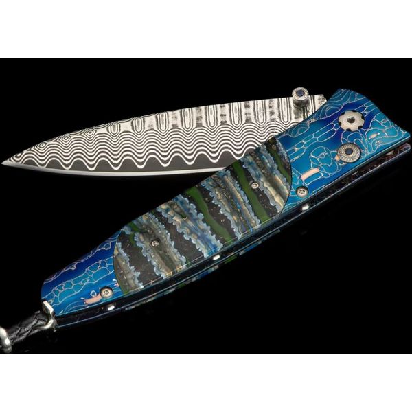 GENTAC DAMAS BLADE W/10,000 Y.O. MAMMOTH TOOTH INLAY & SAPH BUTTON KNIFE 78/250 Meigs Jewelry Tahlequah, OK