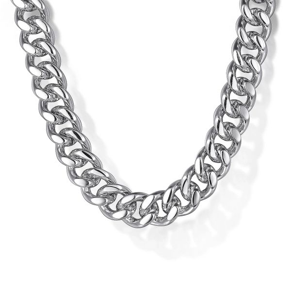 Gabriel & Co. 22 Inch 7mm 925 Sterling Silver Men's Link Chain with Diamond Cut Necklace Meigs Jewelry Tahlequah, OK