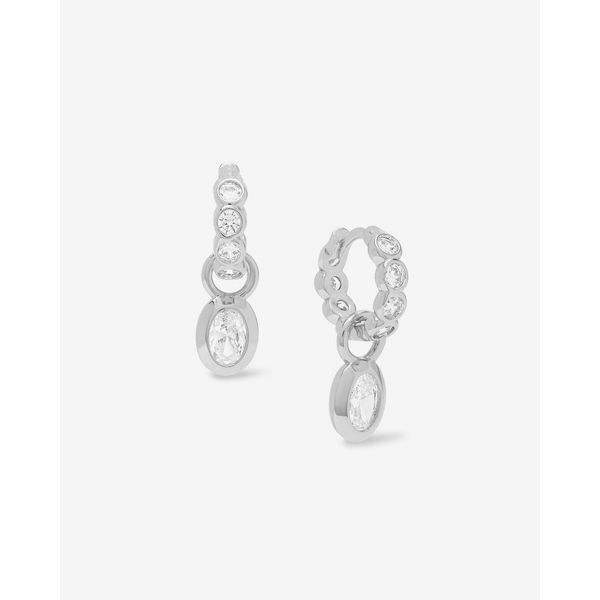 Silver Plated She's a Boss Huggie CZ Drop Earrings Meigs Jewelry Tahlequah, OK