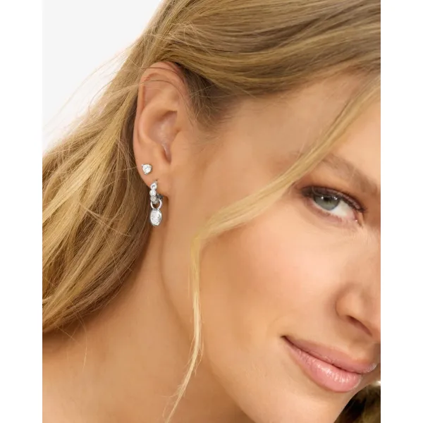 Silver Plated She's a Boss Huggie CZ Drop Earrings Image 2 Meigs Jewelry Tahlequah, OK