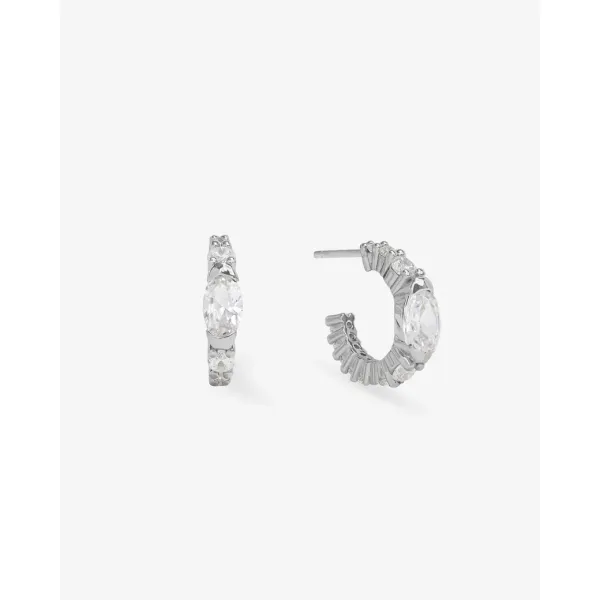 Silver Plated Maven Huggie CZ Earrings Meigs Jewelry Tahlequah, OK