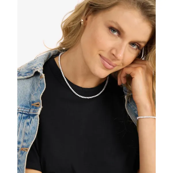 Silver Plated 3mm Not Your Basic Tennis CZ Necklace 16" Image 2 Meigs Jewelry Tahlequah, OK