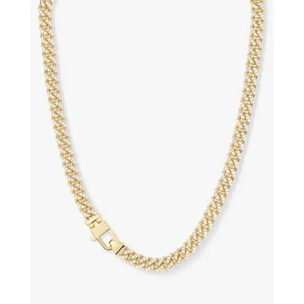 YGP Pav&eacute; CZ Julian Cuban 6.8mm Chain Necklace 16" Meigs Jewelry Tahlequah, OK
