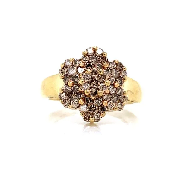 14K Yellow Gold Cluster Pave Style Fashion Ring Midtown Diamonds Reno, NV